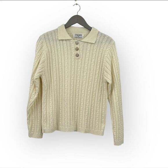 Vintage 90’s Alfred Dunner Cable Knit Sweater in Cream Women’s Size PM - Picture 6 of 9